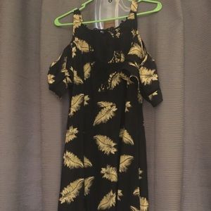 Black Dress with Yellow Feathers